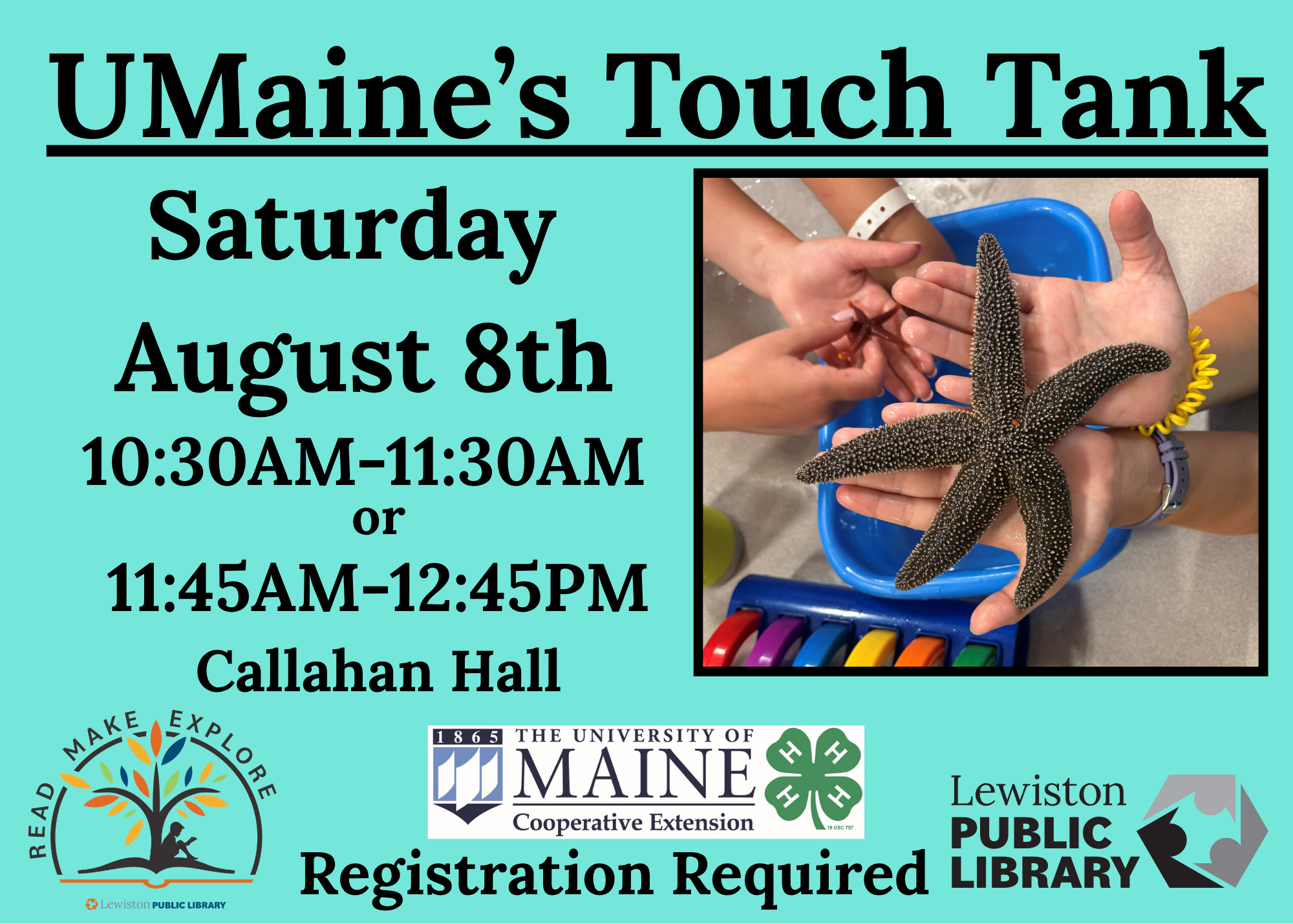 Graphic for UMaine's Touch Tank program.
