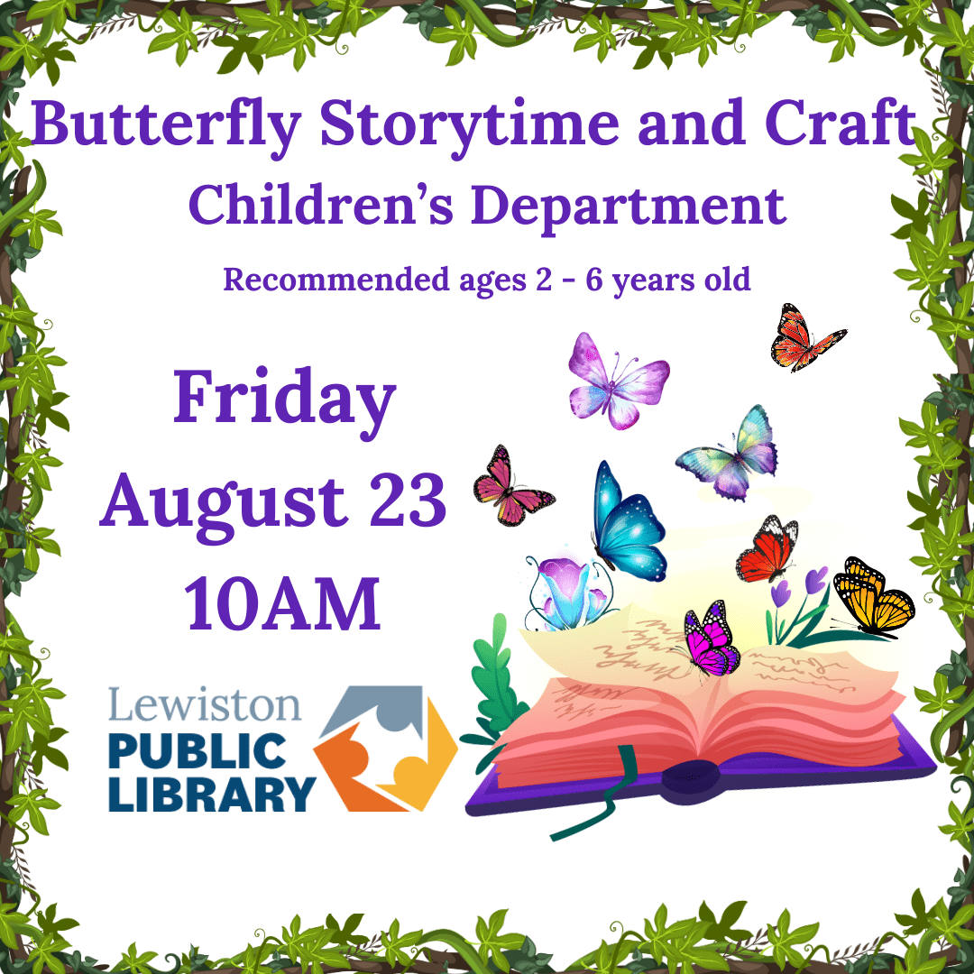 Graphic for Butterfly Storytime and Craft program.