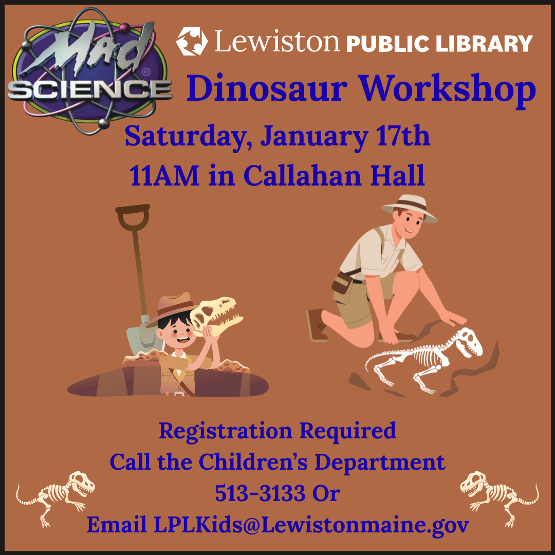 Graphic for Mad Science Dinosaur Workshop program.