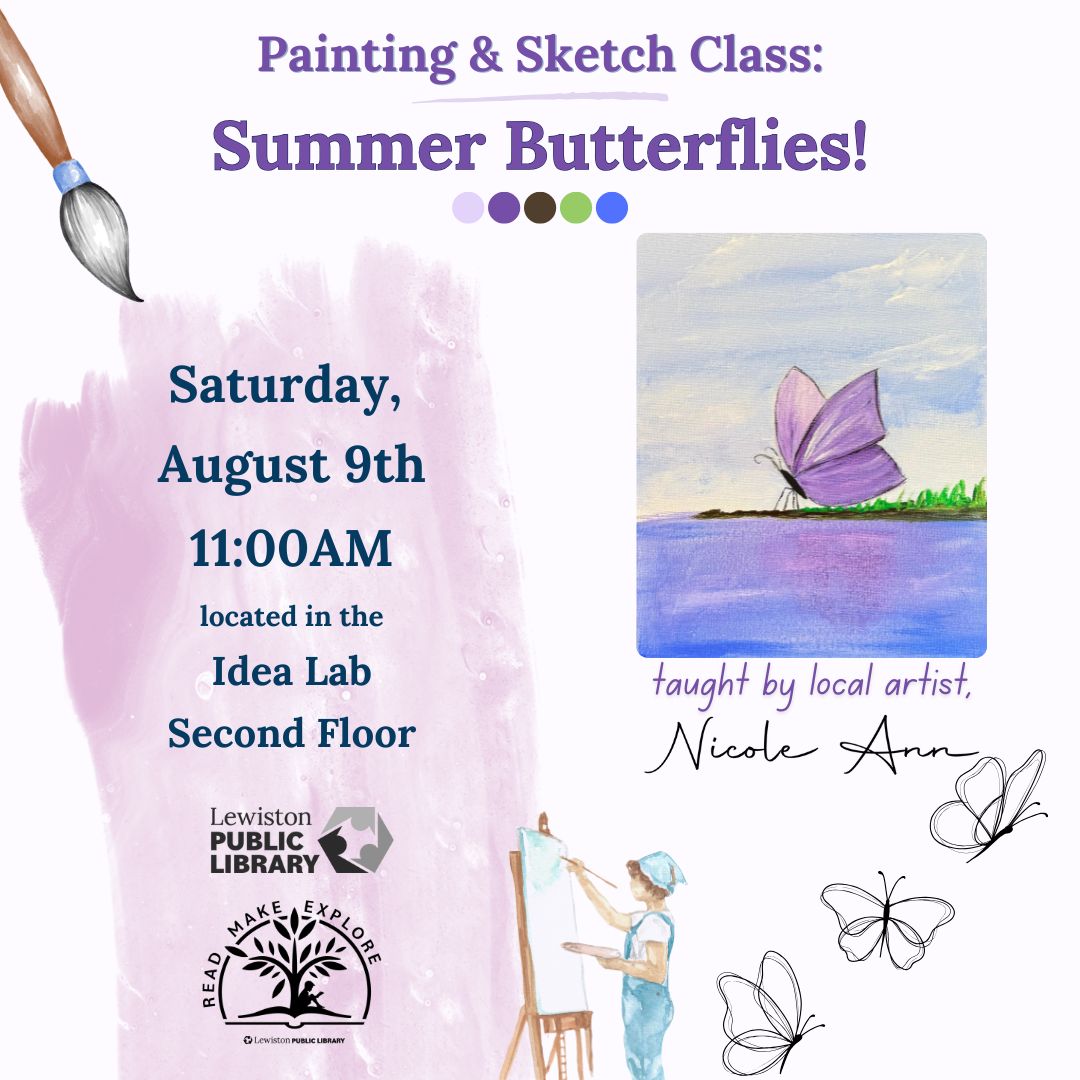 Graphic for Painting & Sketch Class: Summer Butterflies program.