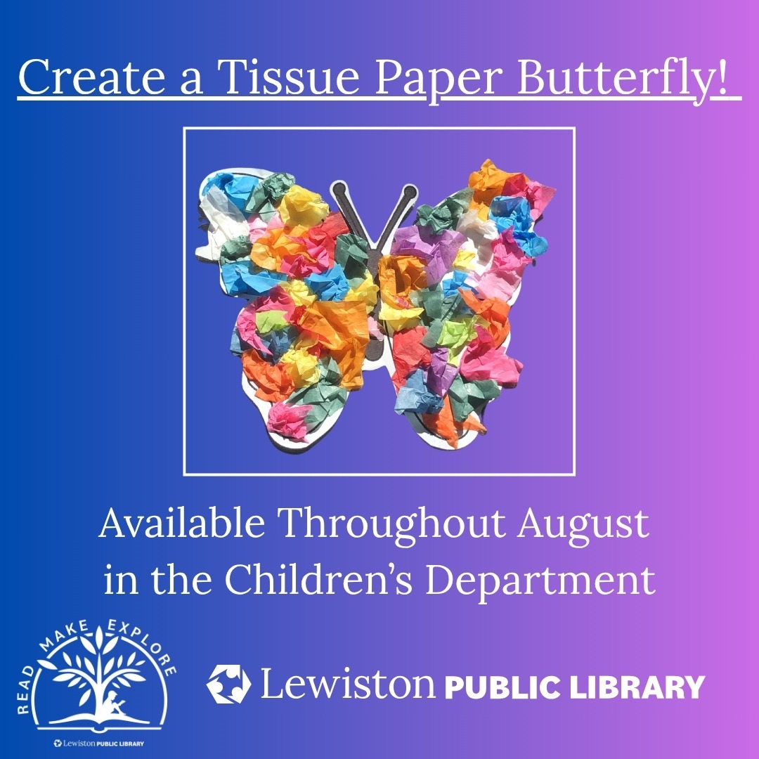 Graphic for the passive program create a tissue paper butterfly.