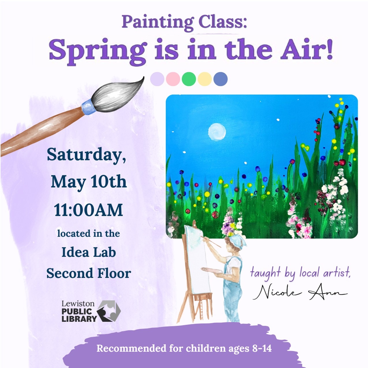 Graphic for Spring is in the Air Painting class program.