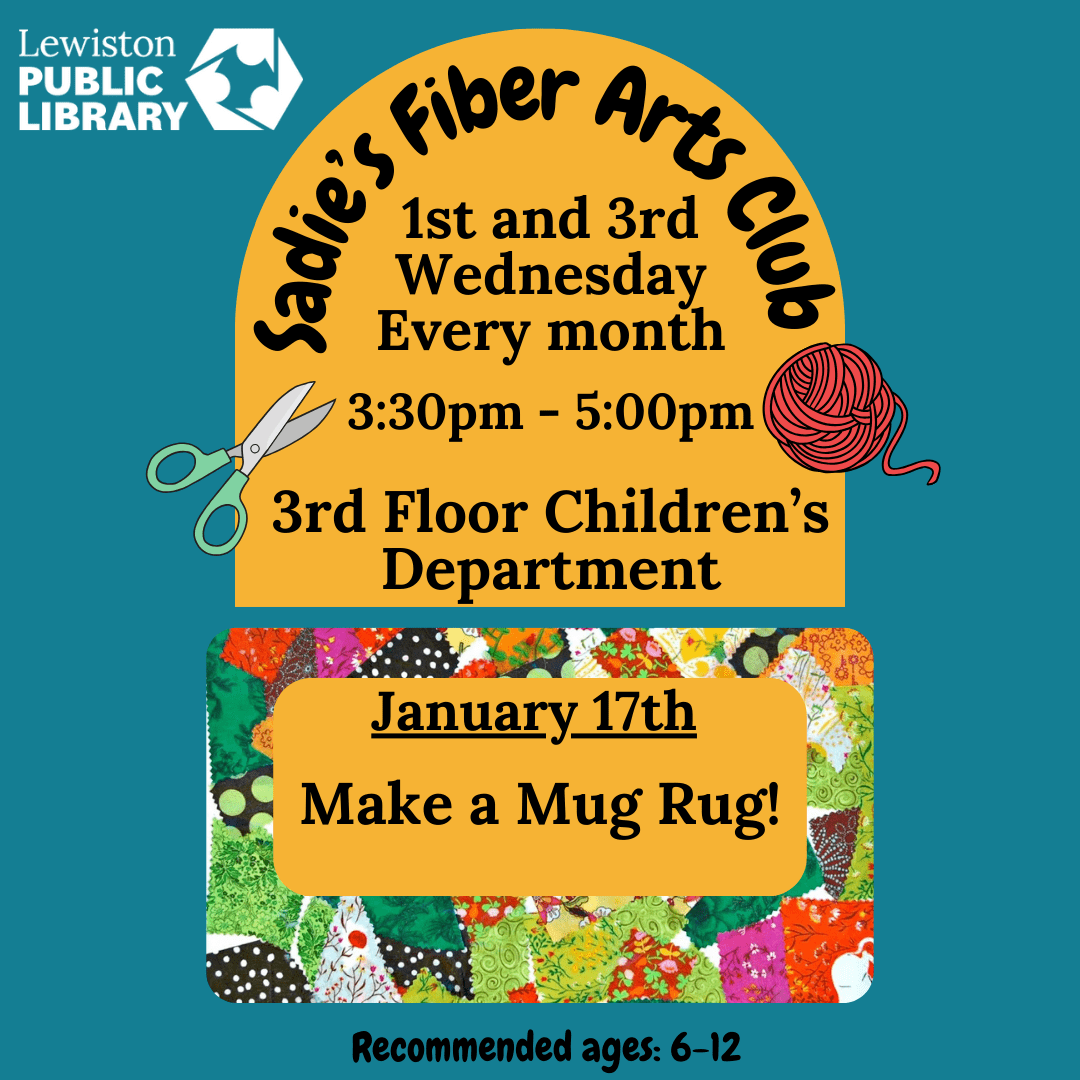 Graphic for Sadie's Fiber Arts Club: Mug Rug program