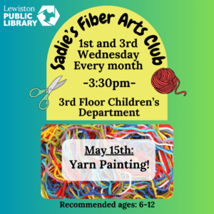 Graphic for Sadie's Fiber Arts Club yarn painting program.